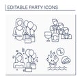 Parties line icons set