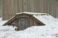 Earth-house built by Soviet partisans in Ukrainian wood during Second World War