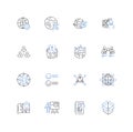Partitioning line icons collection. Dividing, Subdivision, Segmentation, Separation, Allocation, Cleaving, Fragmentation Royalty Free Stock Photo