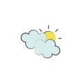 Partly cloud colored hand drawn icon. Element of autumn icon for mobile concept and web apps. Hand drawn colored Partly cloud can