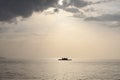 Boat on Hellespont under the evening lights Royalty Free Stock Photo