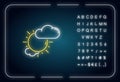 Partly cloudy neon light icon