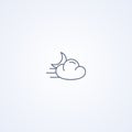 Partly cloudy night wind, vector best gray line icon Royalty Free Stock Photo