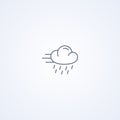 Partly cloudy rain shower, vector best gray line icon