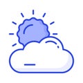 Partly cloudy weather, sun with cloud, modern icon of weather Royalty Free Stock Photo