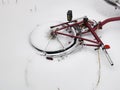 Bicycle abandoned on the snow