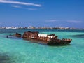 An partly submerged wreck on Isla Mujeres near Cancun