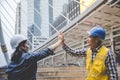 Partner Business Trust Teamwork Partnership. Industry contractor fist bump dealing mission business. Mission team meeting group of Royalty Free Stock Photo