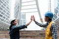 Partner Business Trust Teamwork Partnership. Industry contractor fist bump dealing mission business. Mission team meeting group of Royalty Free Stock Photo