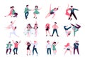 Partner dance flat color vector faceless characters set Royalty Free Stock Photo