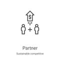 partner icon vector from sustainable competitive advantage collection. Thin line partner outline icon vector illustration. Linear