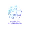 Partner with local communities blue gradient concept icon