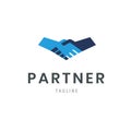 Partner logo template handshake icon. Hand shake isolated deal symbol design.