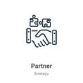 Partner outline vector icon. Thin line black partner icon, flat vector simple element illustration from editable strategy concept