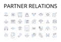 Partner relations line icons collection. Employee engagement, Customer loyalty, Sales performance, Marketing strategy