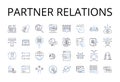 Partner relations line icons collection. Employee engagement, Customer loyalty, Sales performance, Marketing strategy