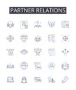 Partner relations line icons collection. Pencil, Pen, Marker, Highlighter, Crayon, Chalk, Charcoal vector and linear