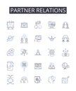 Partner relations line icons collection. Employee engagement, Customer loyalty, Sales performance, Marketing strategy