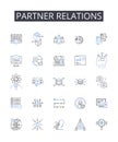 Partner relations line icons collection. Employee engagement, Customer loyalty, Sales performance, Marketing strategy