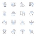 Partner thinking line icons collection. Synergy, Collaboration, Brainstorming, Cohesion, Communication, Trust, Support