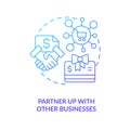 Partner up with other businesses blue gradient concept icon