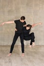 Partnering dance on grey background. Royalty Free Stock Photo