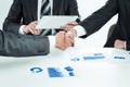Close up handshake of business people in meeting attendance Royalty Free Stock Photo