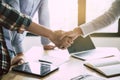 Close up handshake of business people in meeting attendance Royalty Free Stock Photo