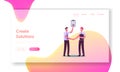 Partners and Partnership Landing Page Template. .Business Men Characters Handshaking Royalty Free Stock Photo