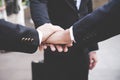 Partners Team work joining hands to success together. Royalty Free Stock Photo