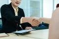 Partnership. business people partner shaking hand after business signing contract desk in meeting room at company office, job inte Royalty Free Stock Photo