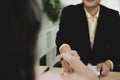 Partnership. business people partner shaking hand after business signing contract desk in meeting room at company office, job inte Royalty Free Stock Photo