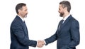 partnership concept. business deal. two businessmen handshaking after contract deal. successful agreement in business Royalty Free Stock Photo