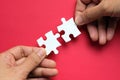 Partnership concept with hands putting puzzle pieces together Royalty Free Stock Photo