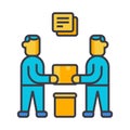 Partnership, contract signing flat line illustration, concept vector isolated icon