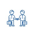 Partnership handshake,working together line icon concept. Partnership handshake,working together flat vector symbol Royalty Free Stock Photo