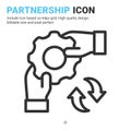 Partnership icon vector with outline style isolated on white background. Vector illustration teamwork sign symbol icon concept Royalty Free Stock Photo