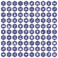 100 partnership icons hexagon purple