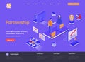 Partnership isometric landing page. Royalty Free Stock Photo