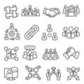 Partnership line icons set on white background