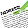 Partnership meanings marked with a highlight marker vector Royalty Free Stock Photo