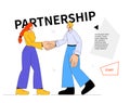 Partnership - modern colorful line design style web banner