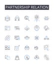 Partnership relation line icons collection. Love affair, Mutual respect, Working together, Companionship bond