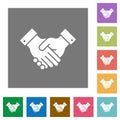 Partnership square flat icons Royalty Free Stock Photo