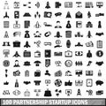 100 partnership startup icons set, simple style