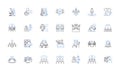 Partnership teamwork line icons collection. Collaboration, Synergy, Alliance, Cohesion, Unity, Synchronization