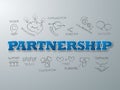 Partnership blue word on light background. Vector illustration