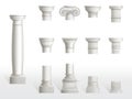 Parts of ancient column, base, shaft and capital Royalty Free Stock Photo