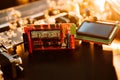 Parts for assembly cnc machine. Display and arduino board for controlling the machine Royalty Free Stock Photo
