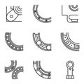 Parts of bearing line icons